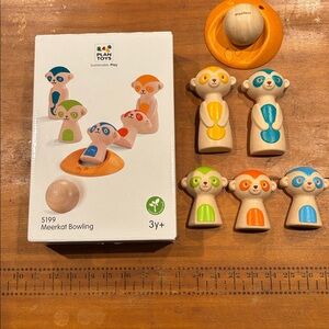 PLAN TOYS #5199 Meerkat Bowling Game Wooden Toy ~ Complete in Box Ages 3+